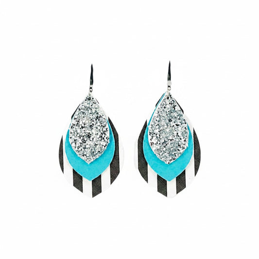 Turquoise Spark Stripe Layered Earrings