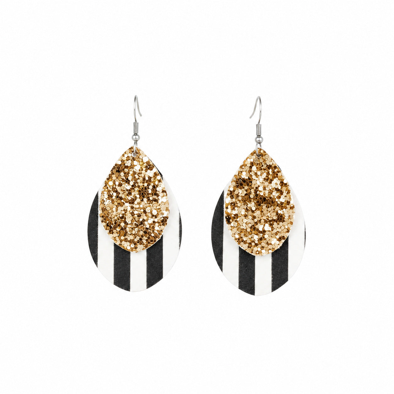 Golden Glitz Stripe Layered Earrings