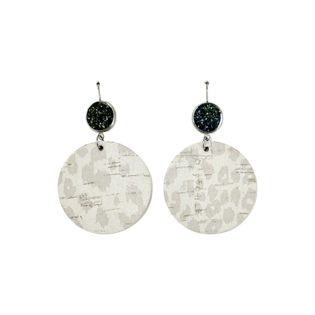 Blush Leopard & Faux Druzy Drop Earrings