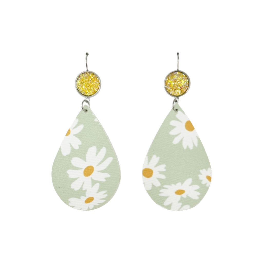 Golden Daisy Faux Druzy Earrings