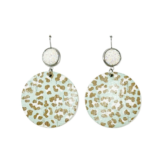 Sea Glass Leopard & Faux Druzy Earrings