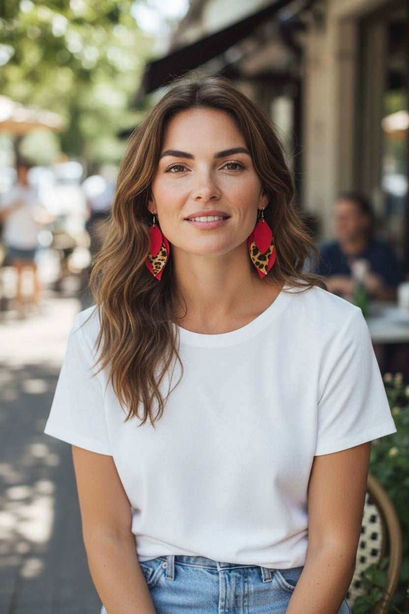 Layered Genuine Leather Earrings - E19-2892