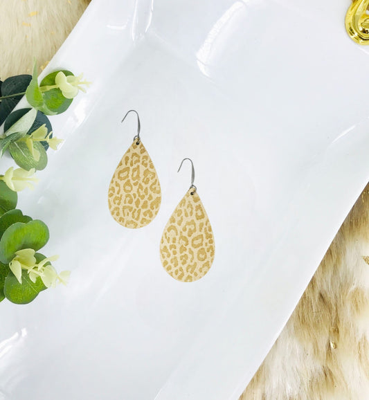 Beige Leopard Leather Earrings - E19-2899