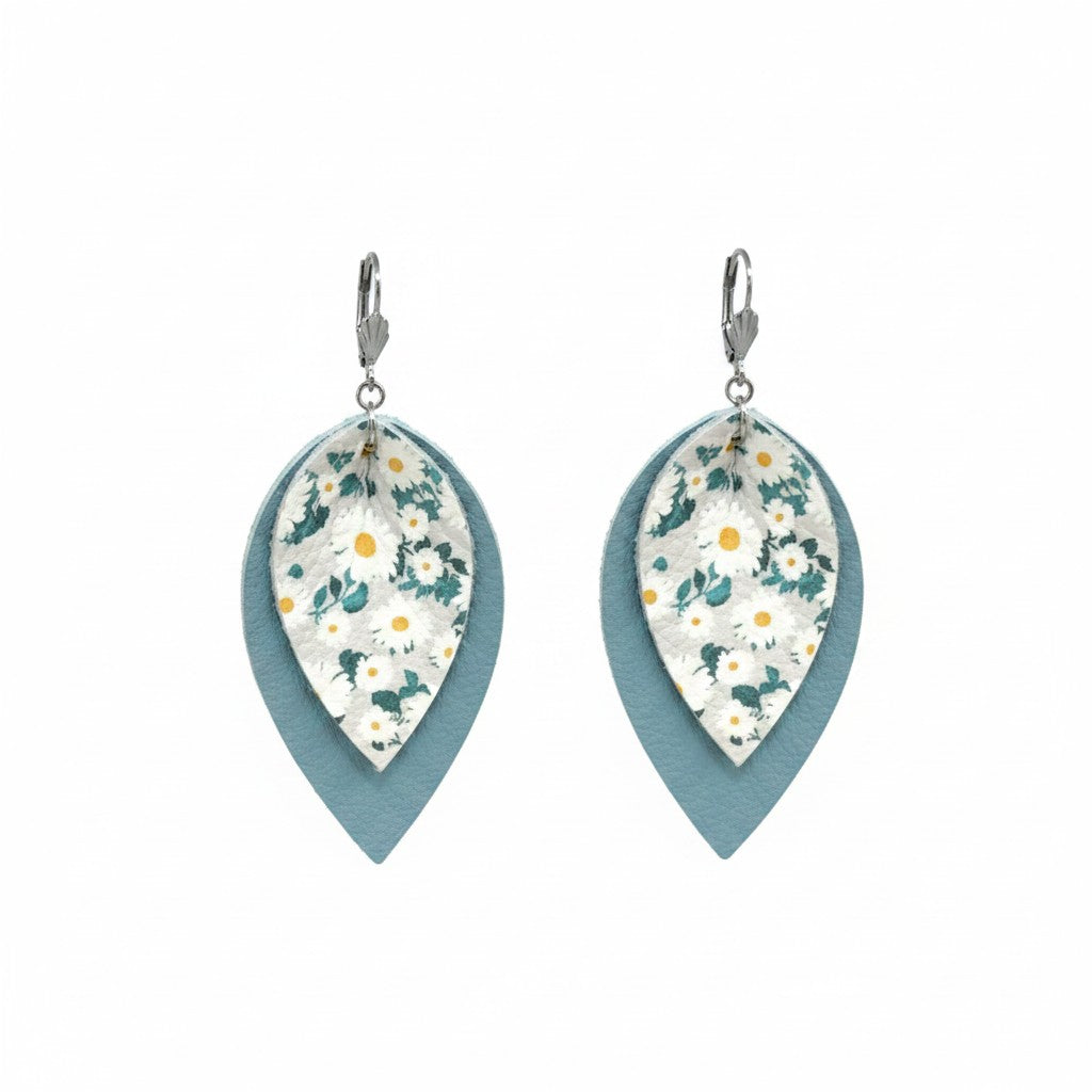 Divine Peacock Daisy Layered Petal Earrings
