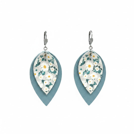 Divine Peacock Daisy Layered Petal Earrings