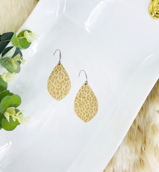 Beige Genuine Leather Earrings - E19-2904