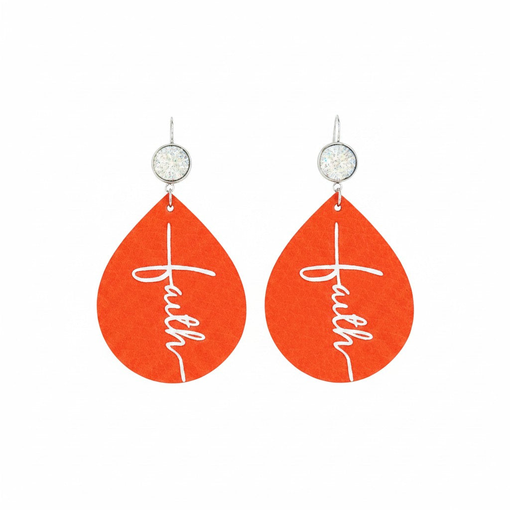 Coral Faith Statement Earrings