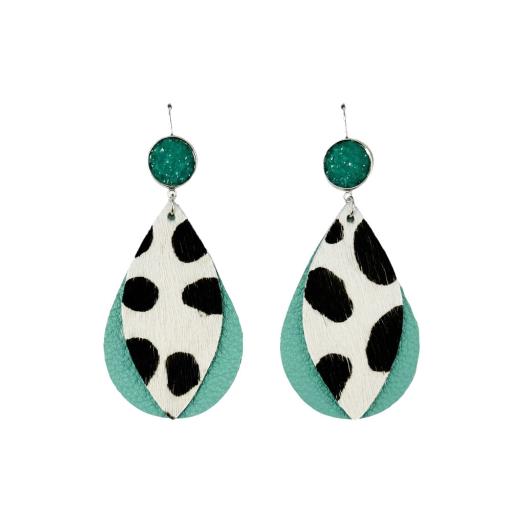 Aqua Wild Spot Layered Earrings