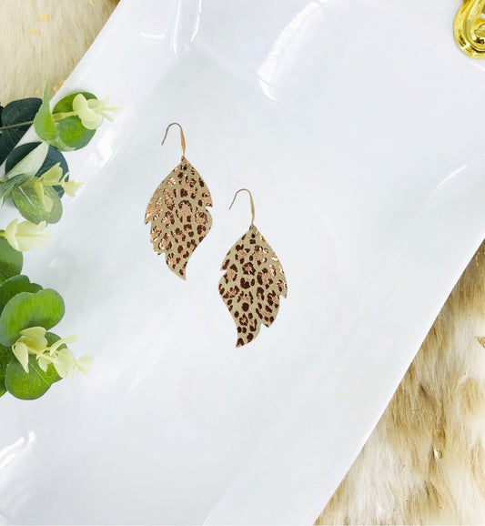 Rose Gold Leopard Leather Earrings - E19-2915