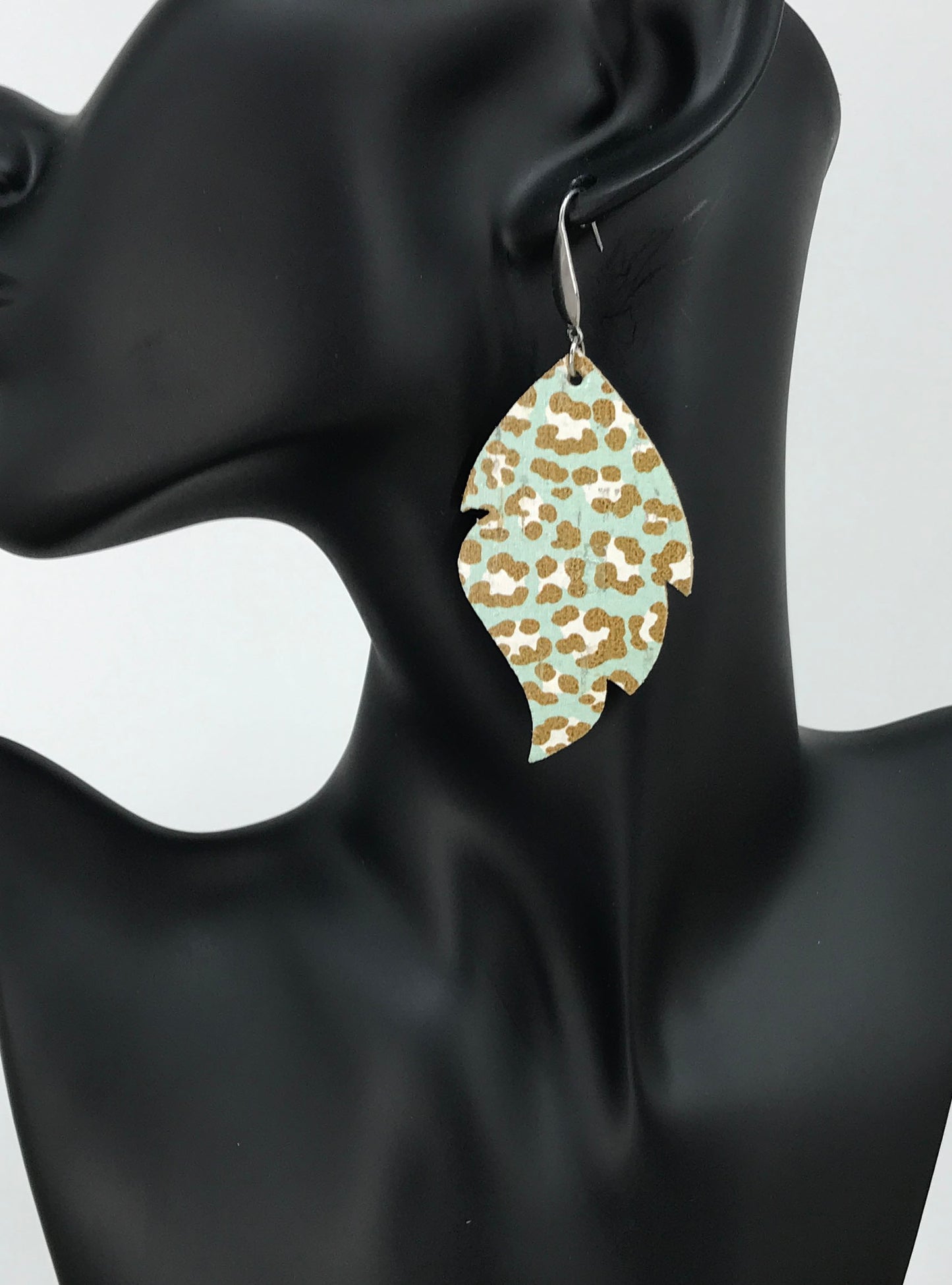 Spotted Leopard Cork on Leather Earrings - E19-2916