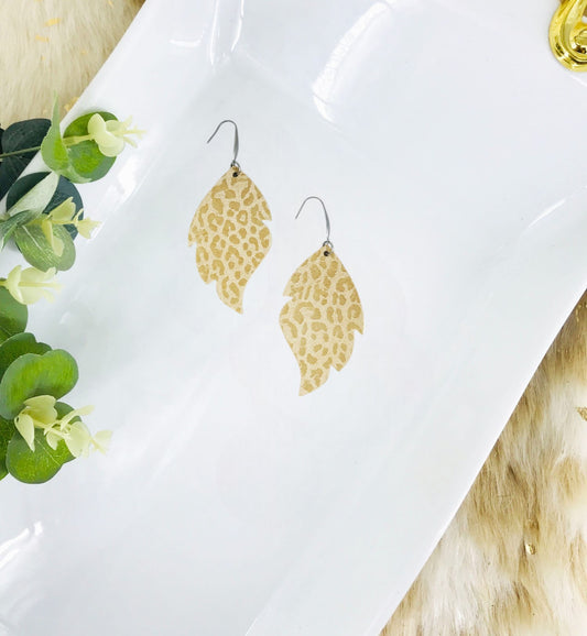 Beige Leopard Leather Earrings - E19-2922