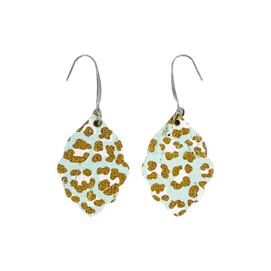 Sea Green Leopard Petal Earrings