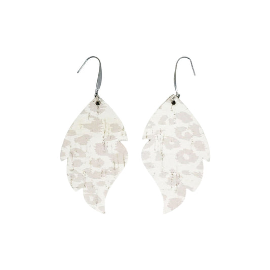 Soft Blush Leopard Feather Earrings