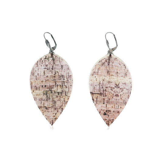 Soft Blush Cork Leverback Earrings