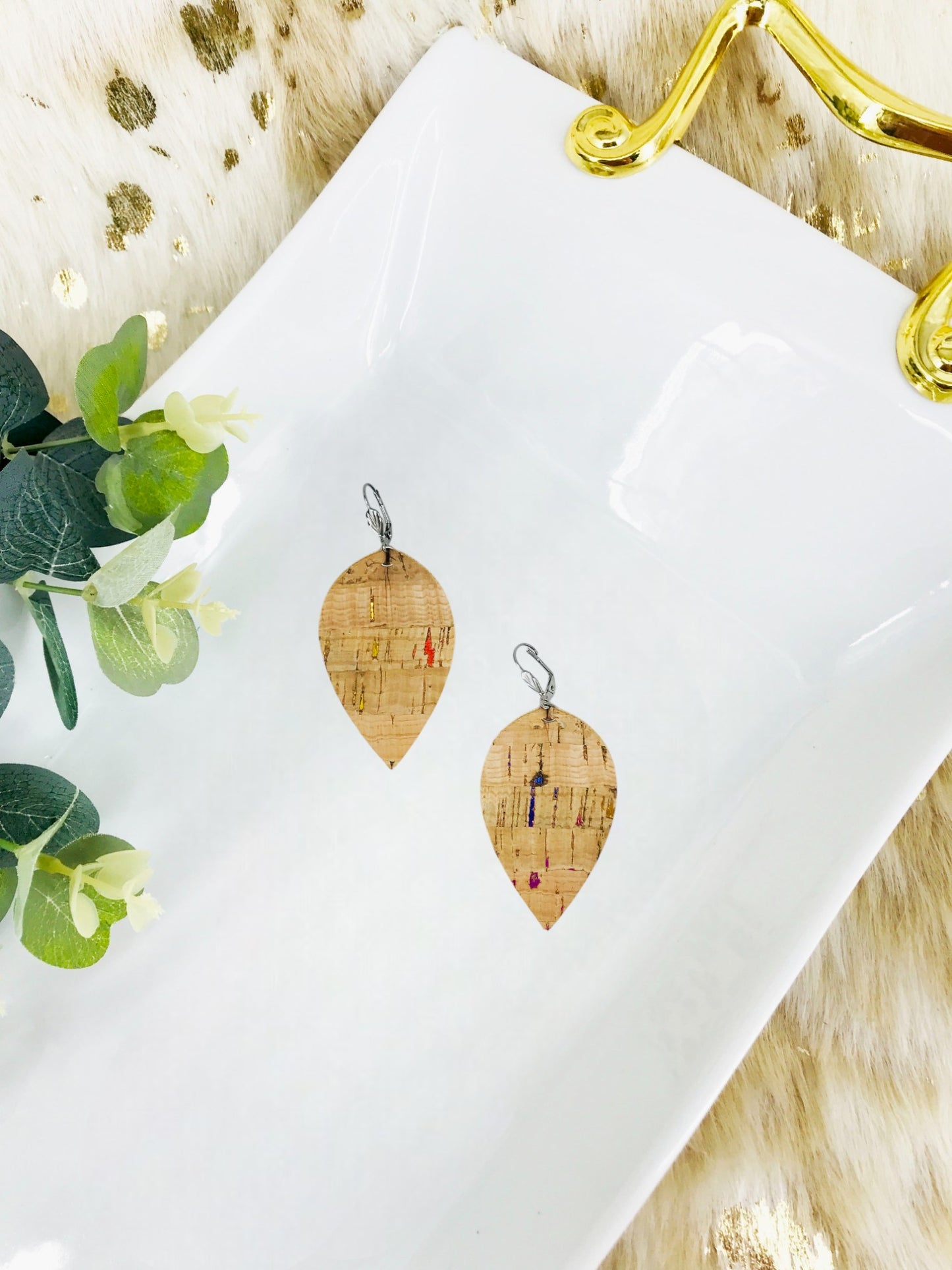 Rainbow Striped Cork Earrings - E19-2938