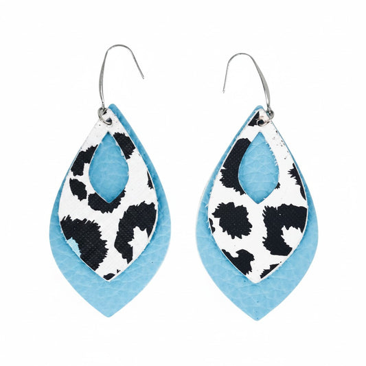 Sky Leopard Cutout Faux Leather Earrings