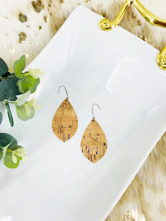 Rainbow Striped Cork Earrings - E19-2942