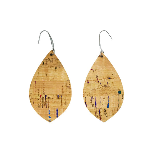 Rainbow Stripe Cork Teardrop Earrings