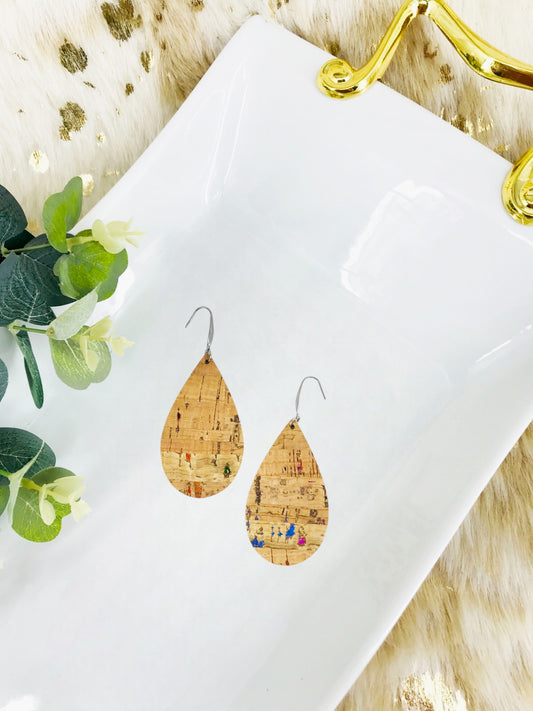 Rainbow Striped Cork Earrings - E19-2946