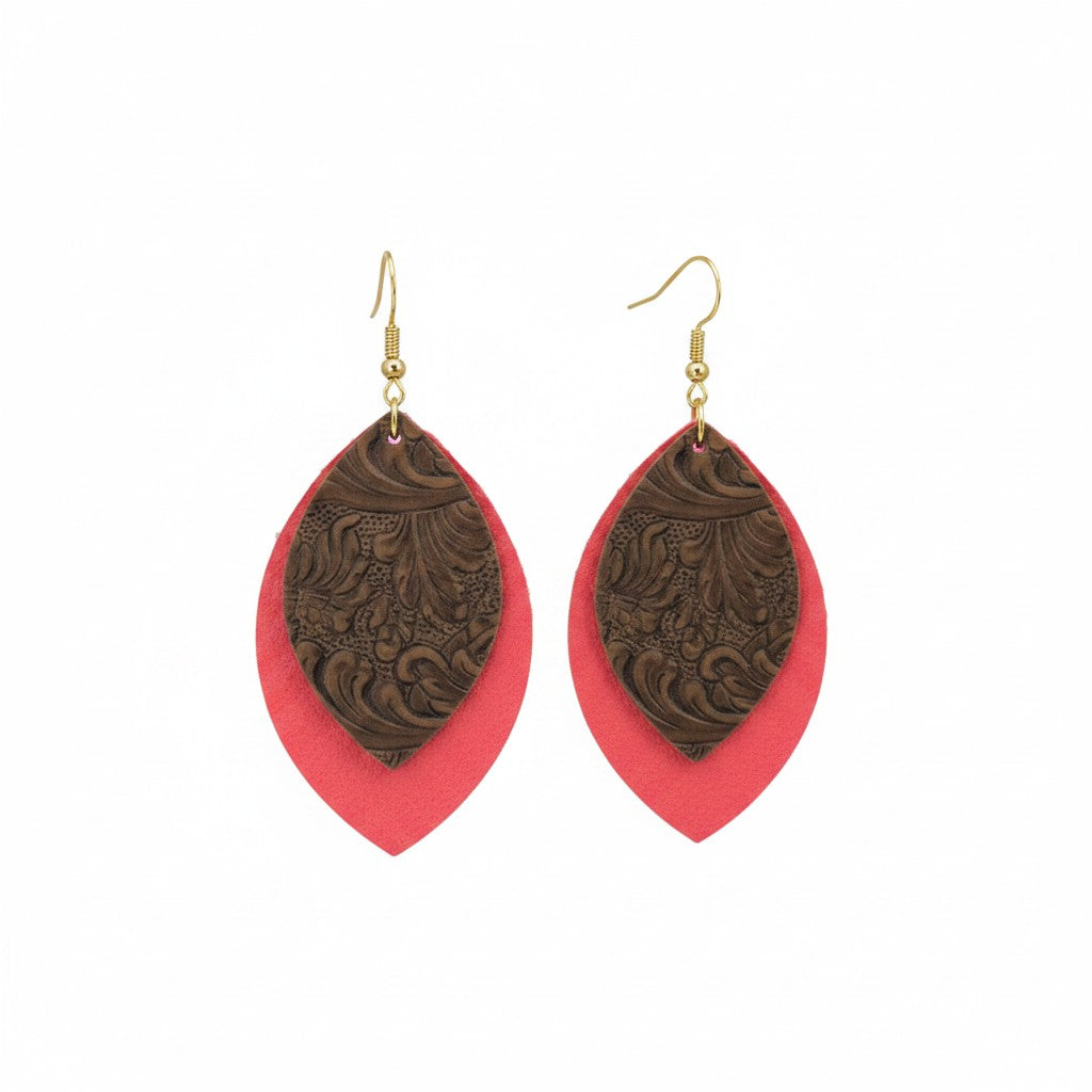 Divine Deep Sea Coral Acanthus Layered Earrings
