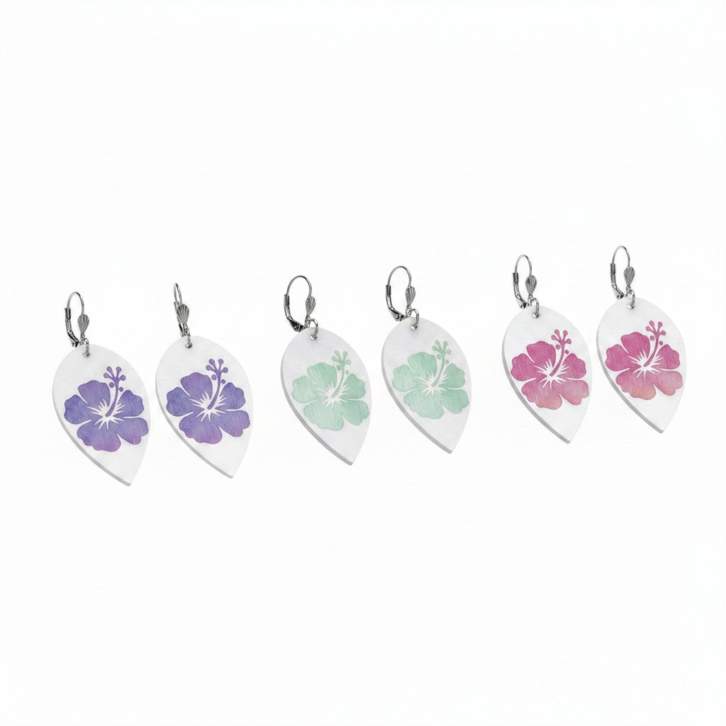 Gradient Hibiscus Petal Leather Earrings