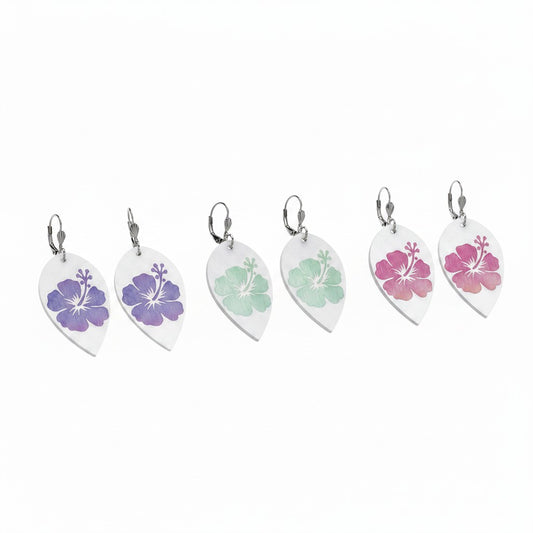 Gradient Hibiscus Petal Leather Earrings