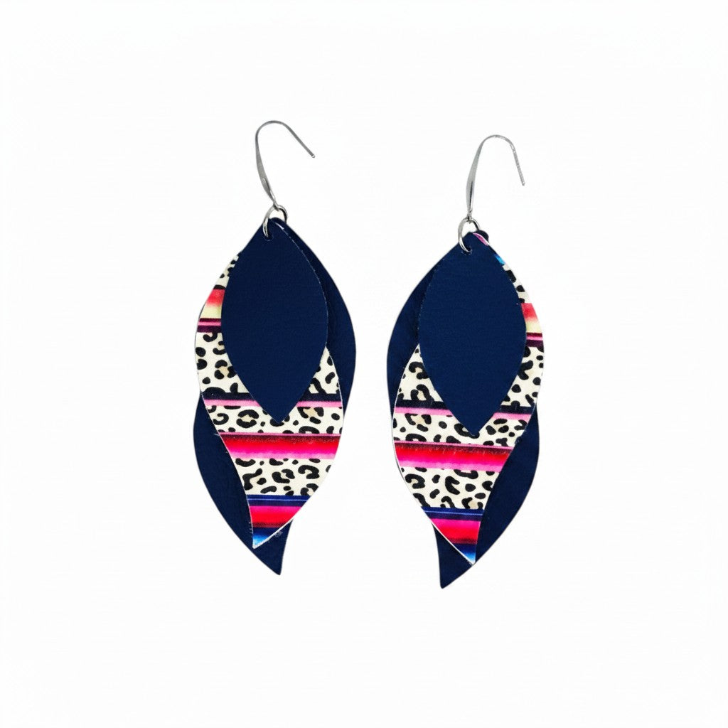 Midnight Serape Layered Faux Leather Earrings