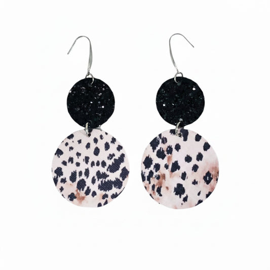 Blush Leopard Glitter Faux Leather Earrings