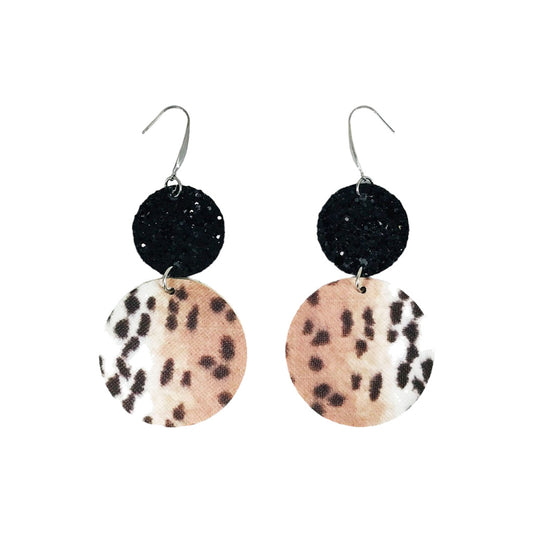 Blush Leopard Glitter Faux Leather Earrings