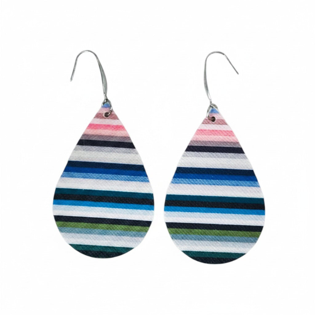 Ocean Stripe Faux Leather Earrings