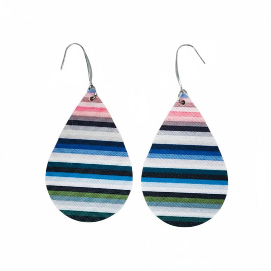 Ocean Stripe Faux Leather Earrings
