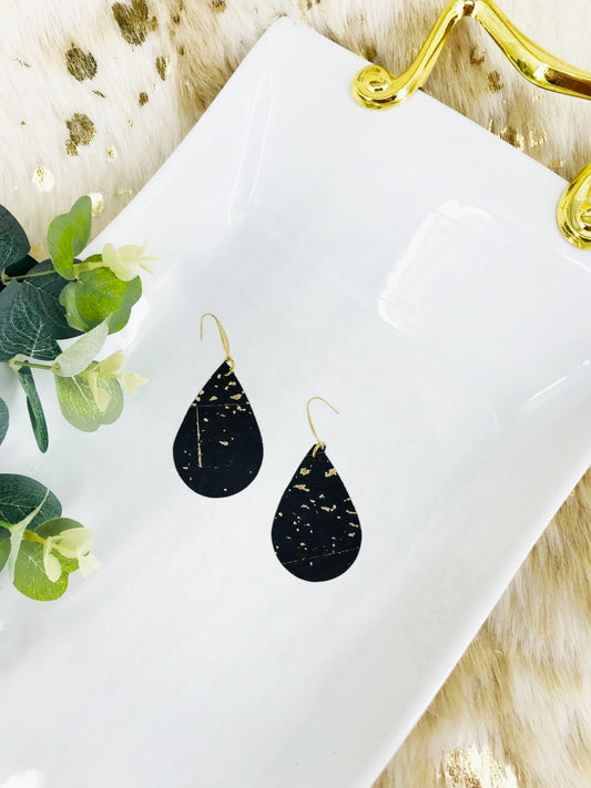 Black and Gold Cork Earrings - E19-2996