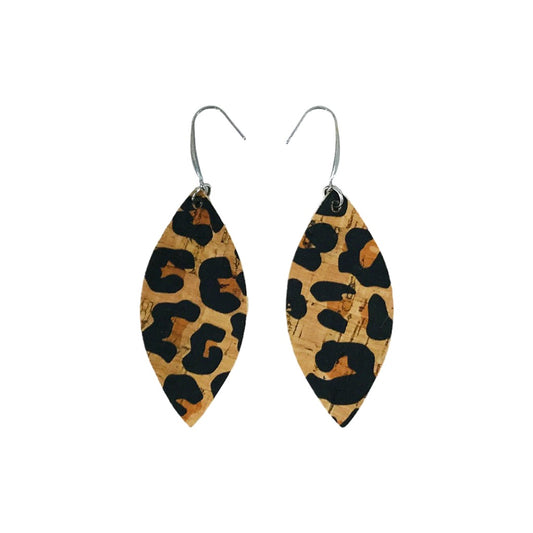 Leopard Cork Drop Earrings