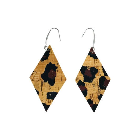 Chocolate Leopard Cork Diamond Earrings