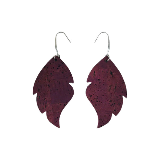 Plum Cork Feather Earrings