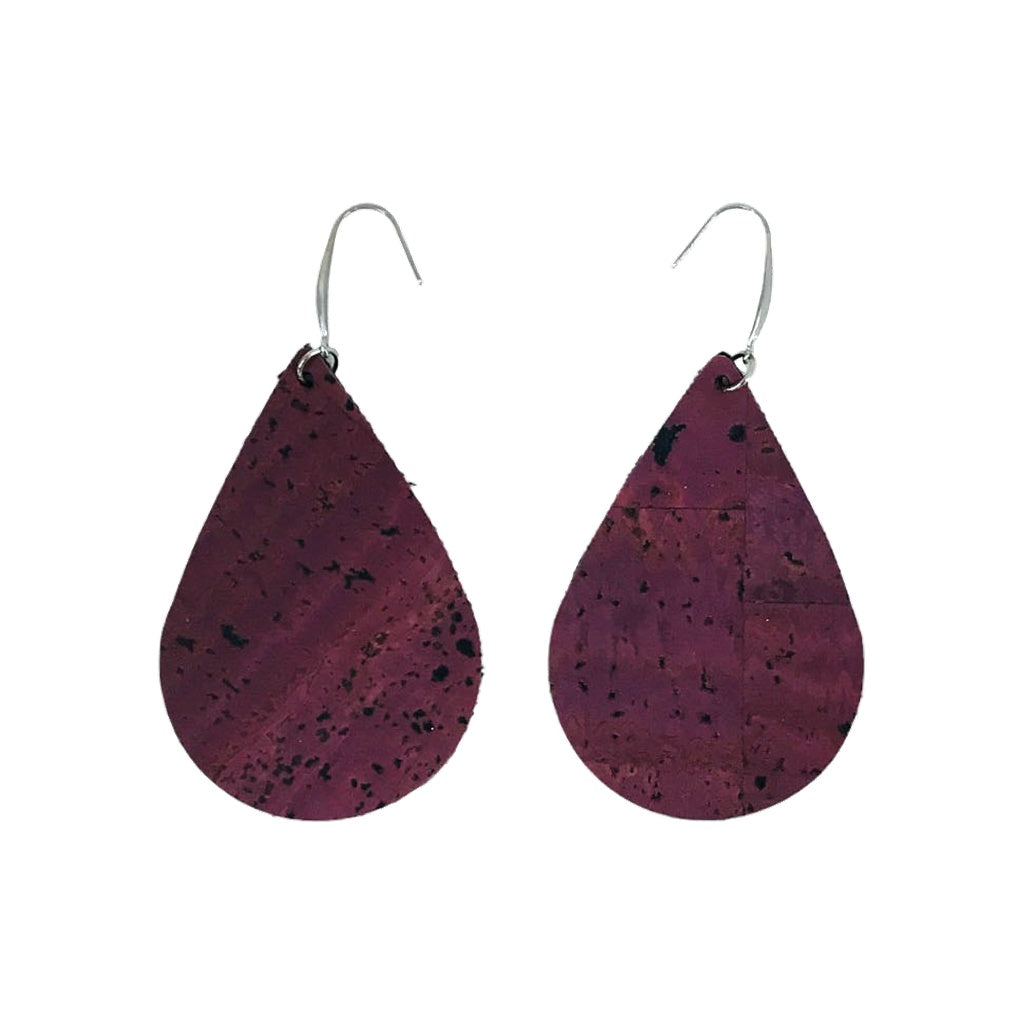 Plum Cork Teardrop Earrings