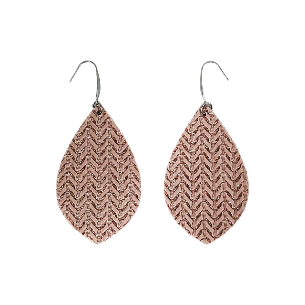 Rose Gold Chevron Faux Leather Earrings