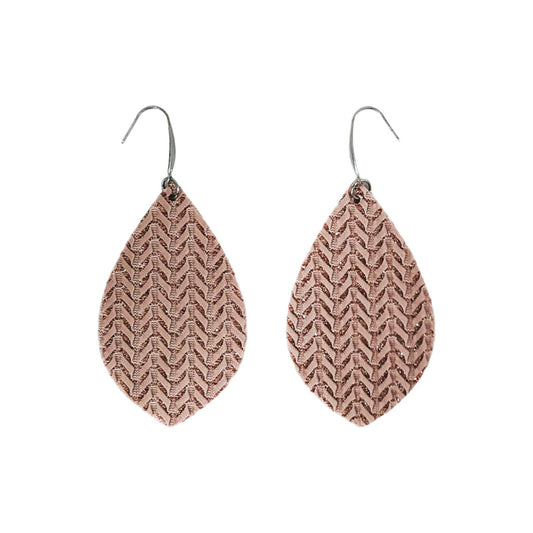 Rose Gold Chevron Faux Leather Earrings