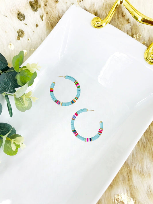 Blue Open Hoop Earrings - E19-3081