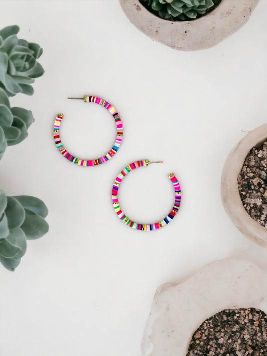 Multi-Color Open Hoop Earrings - E19-3083