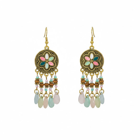 Pastel Retro Bohemian Flower Dangle Earrings
