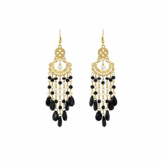 Black Bohemian Rhinestone Dangle Earrings