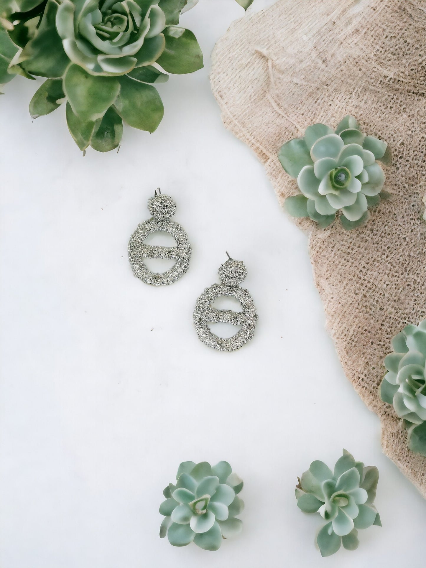 Large Metal Geometric Dangle Stud Earrings - E19-3115