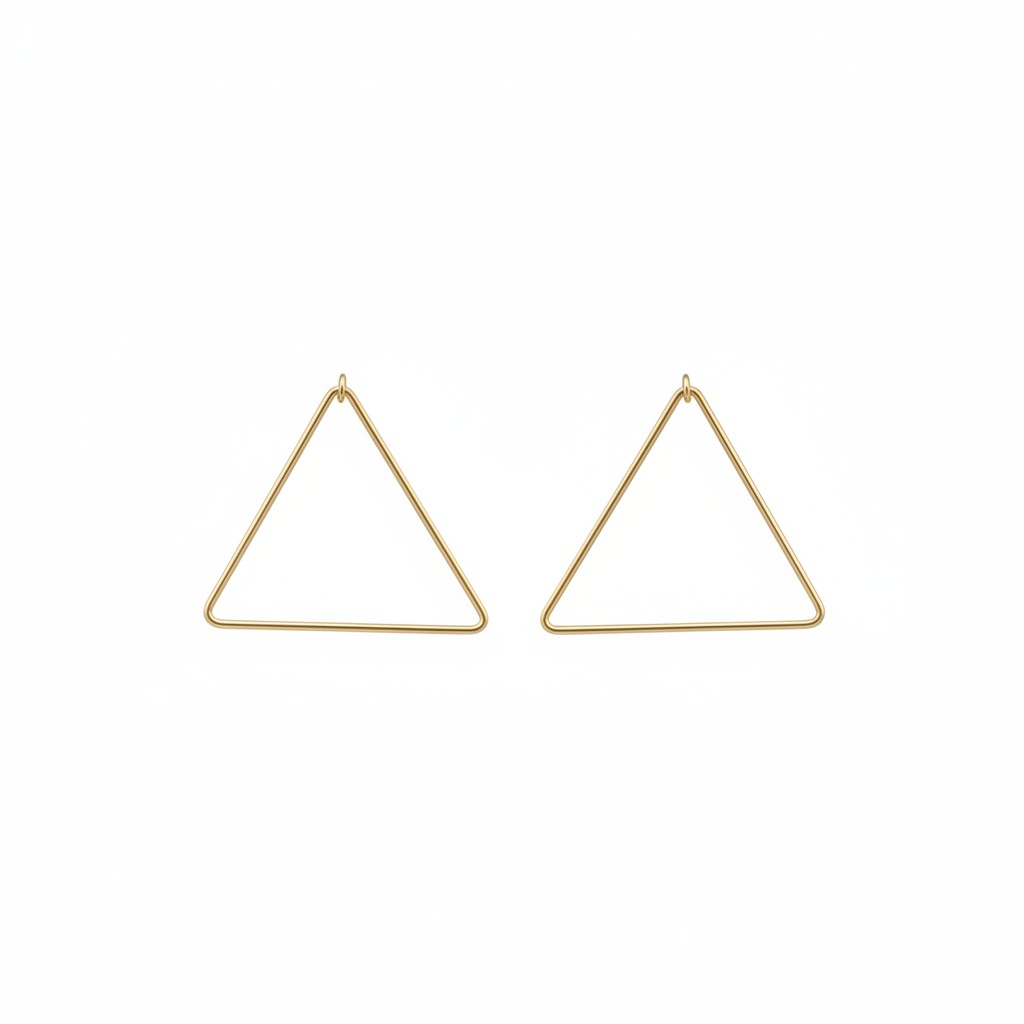 Gold Tone Triangle Pendant Stud Earrings