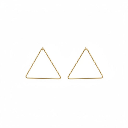 Gold Tone Triangle Pendant Stud Earrings