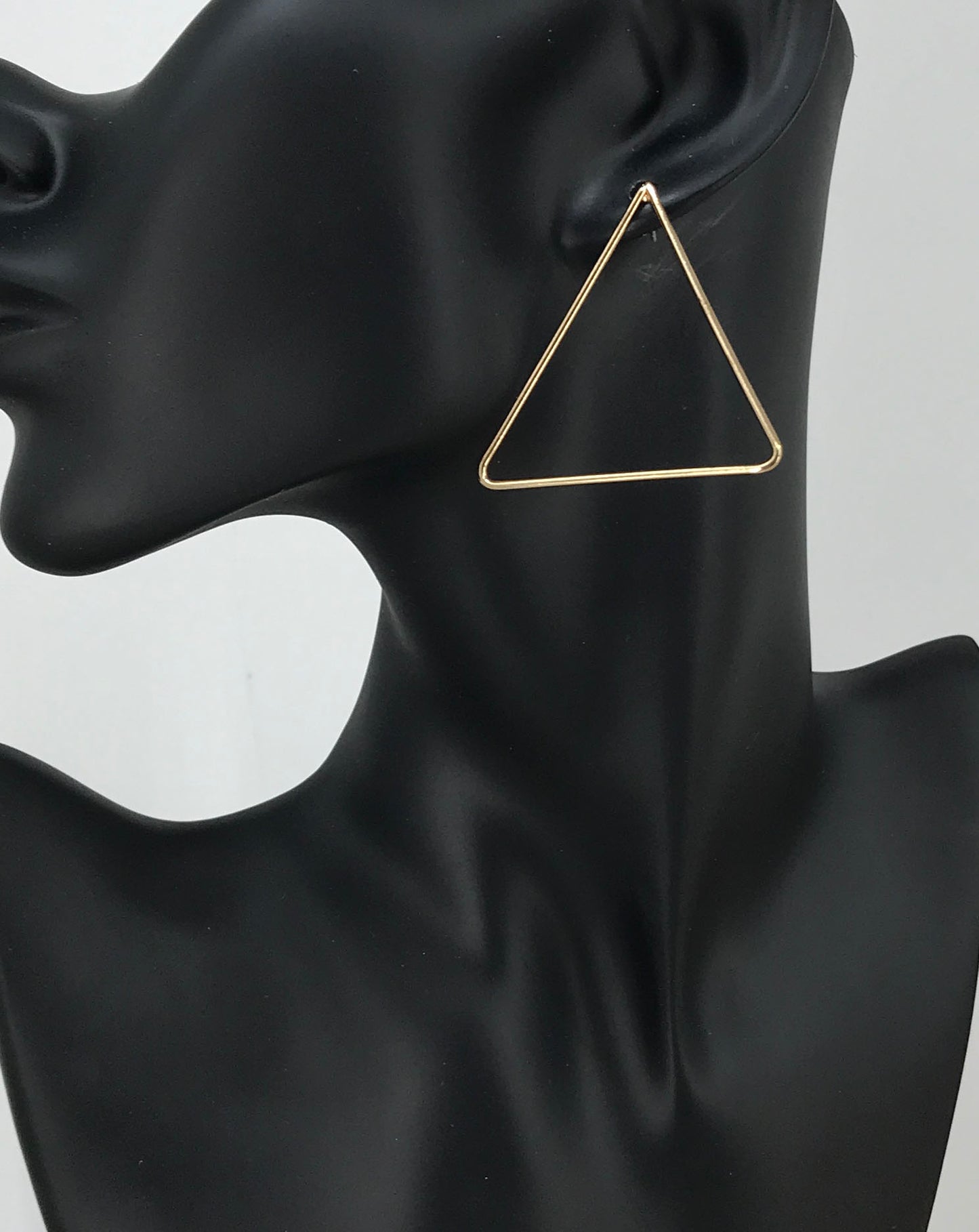 Gold Tone Triangle Pendant Stud Earrings