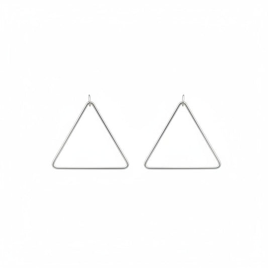 Silver Tone Triangle Pendant Stud Earrings