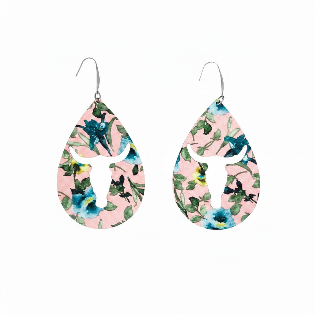 Blush Bloom Bullhead Cutout Earrings
