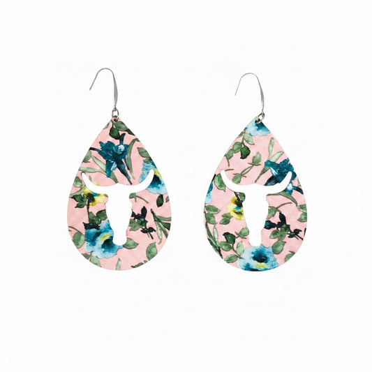 Blush Bloom Bullhead Cutout Earrings