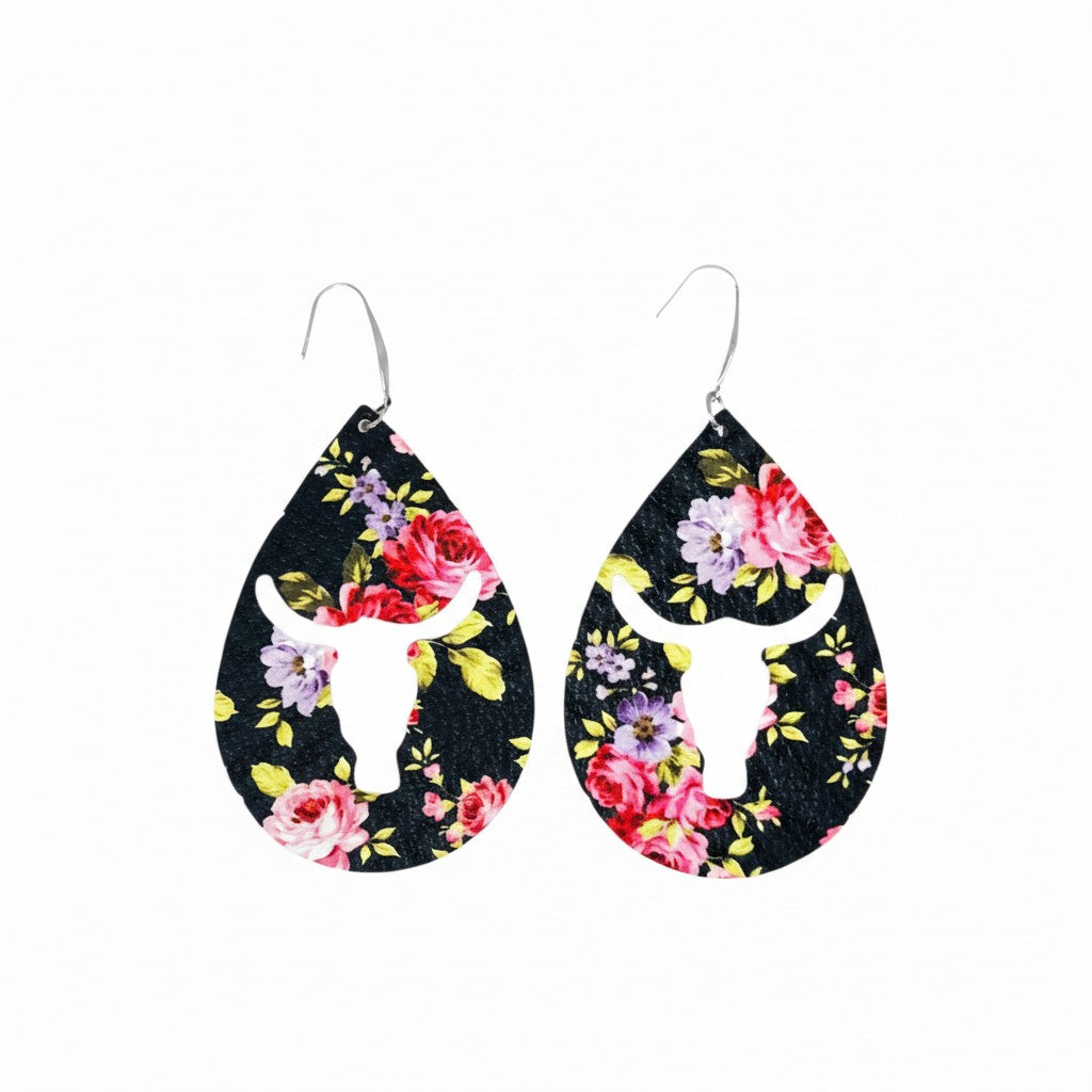 Midnight Bloom Bullhead Cutout Earrings